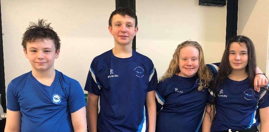 Forres Bluefins Dylan McNally, Craig Stevens, Jessica Powell and Harriet Wheeler.