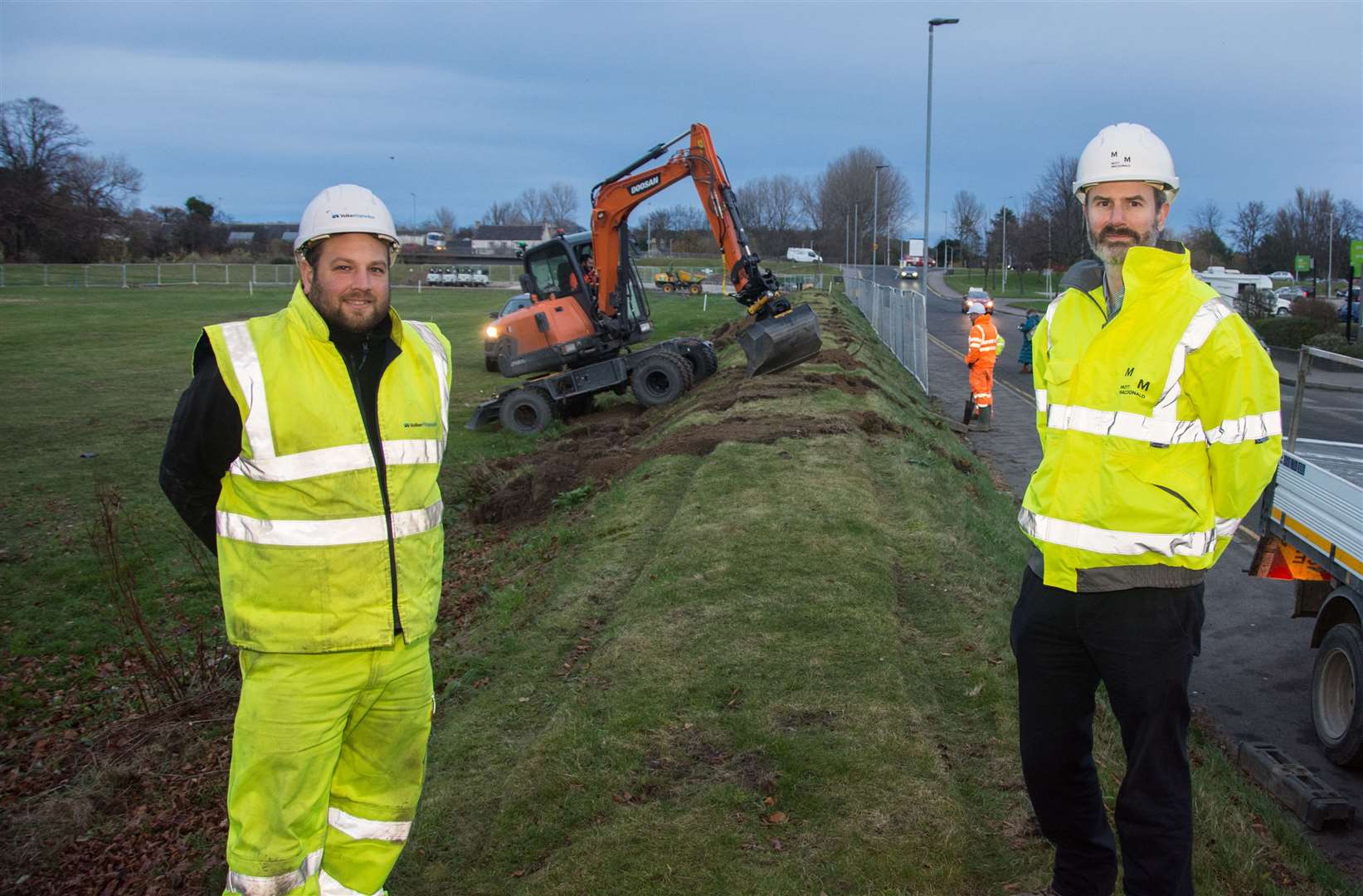 Building work begins in December at Elgin's Lesser Borough Briggs. In the photo are Simon Nesbitt, a committee member at Elgin Sports Community Trust (right) with sub agent Callum Higgins. Picture: Becky Saunderson..