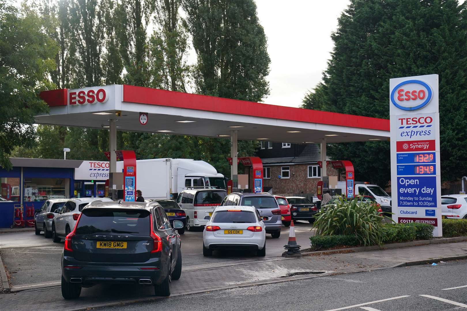 Long queues have continued at petrol stations, despite reports the situation is easing (Jacob King/PA)