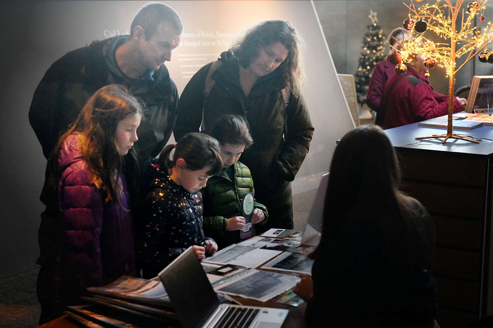 The Macdougall family listening to the information about Culloden Memories. Picture: James Mackenzie.