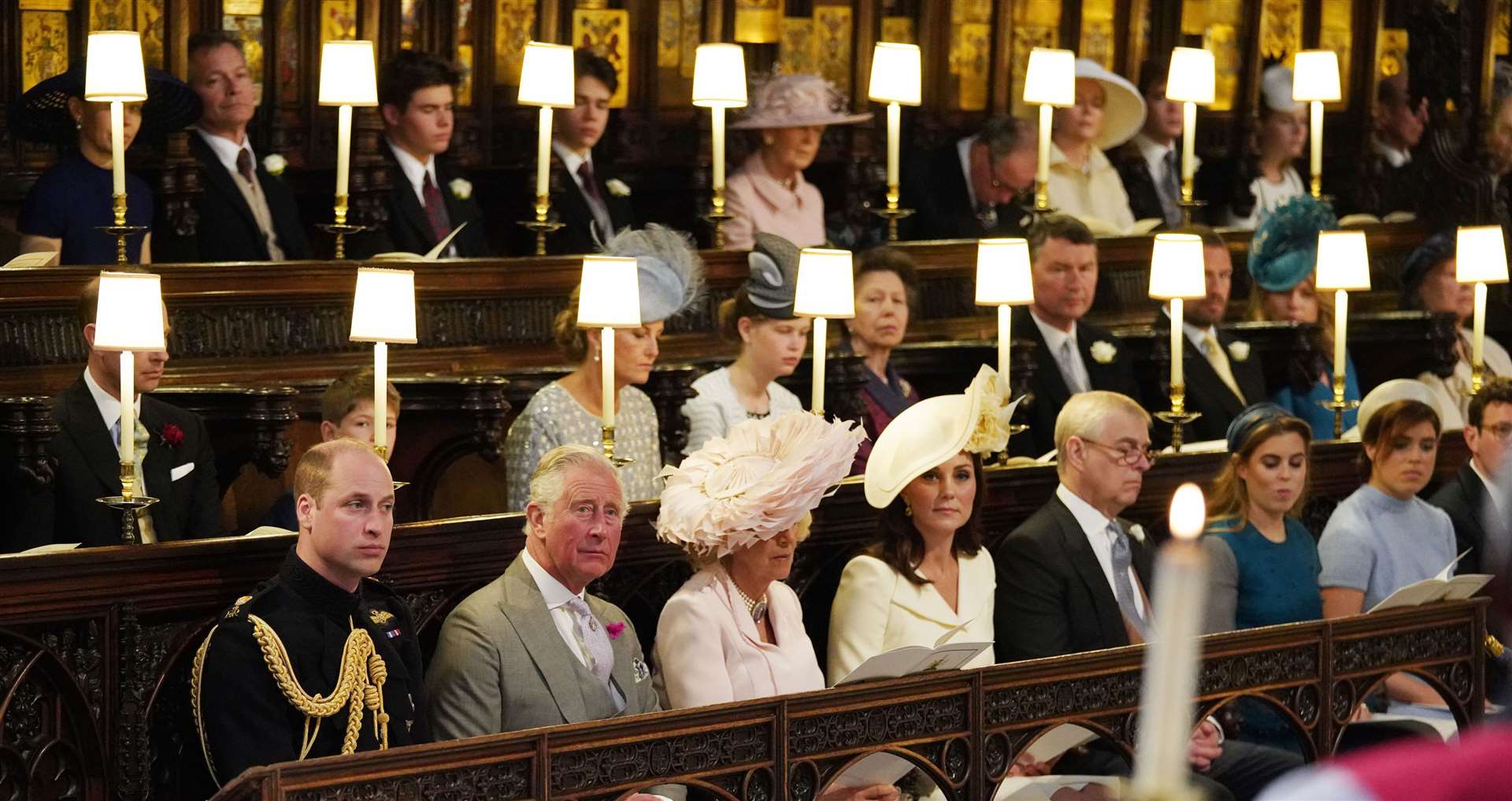The royal family in St George’s Chapel ahead of Harry and Meghan’s wedding (Jonathan Brady/PA)