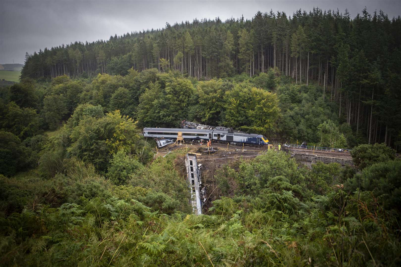 Scene of the crash near Stonehaven, Aberdeenshire (Jane Barlow/PA)