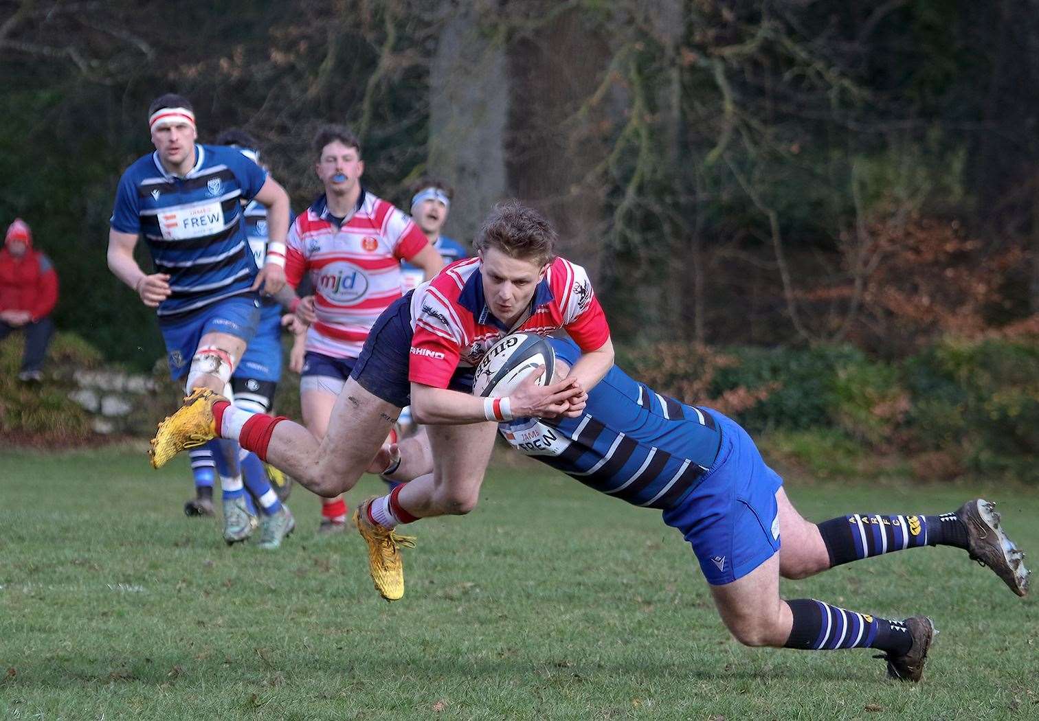 Iain Stuart is tackled. Picture: John MacGregor