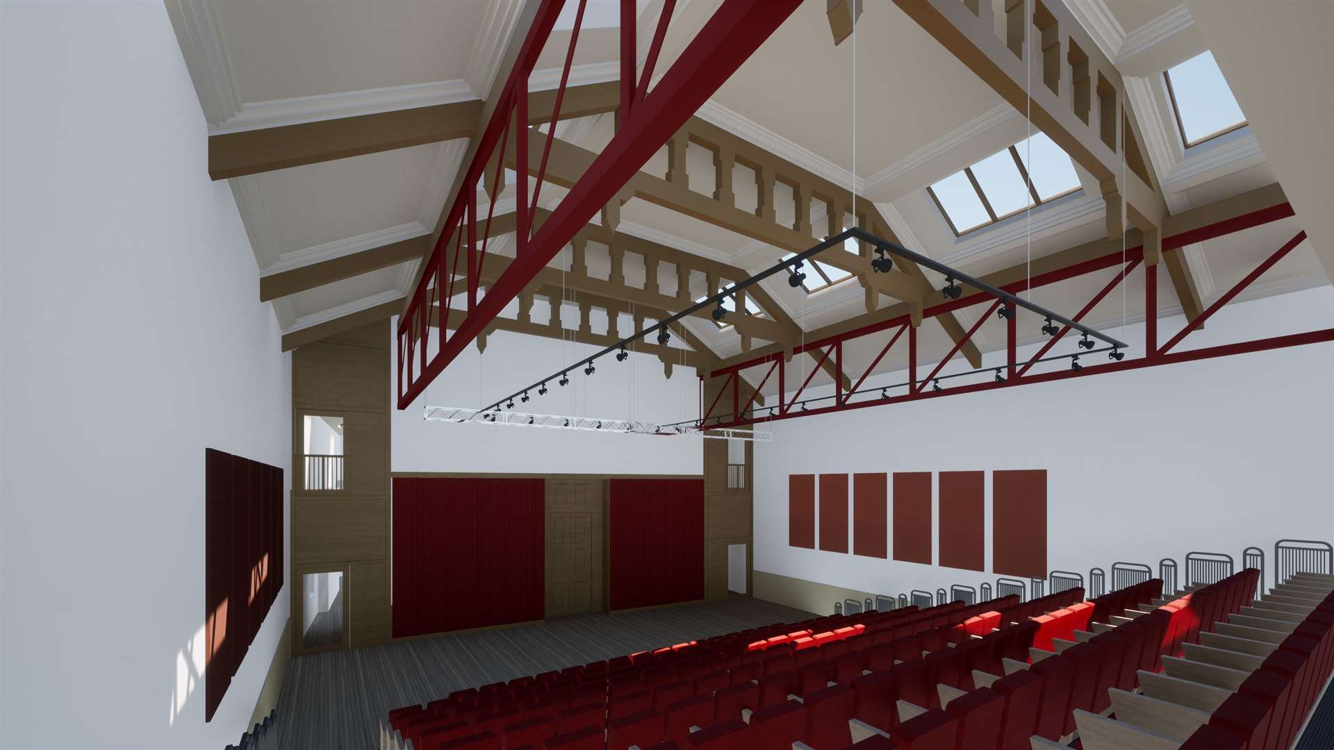 Another view from the proposed retractable seating in the main hall.