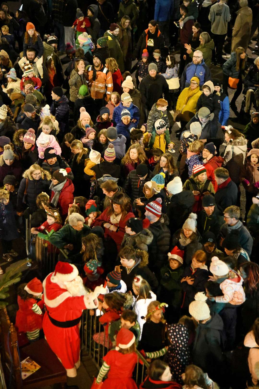 The huge crowd gathered around Santa for the big moment. Picture: Beth Taylor