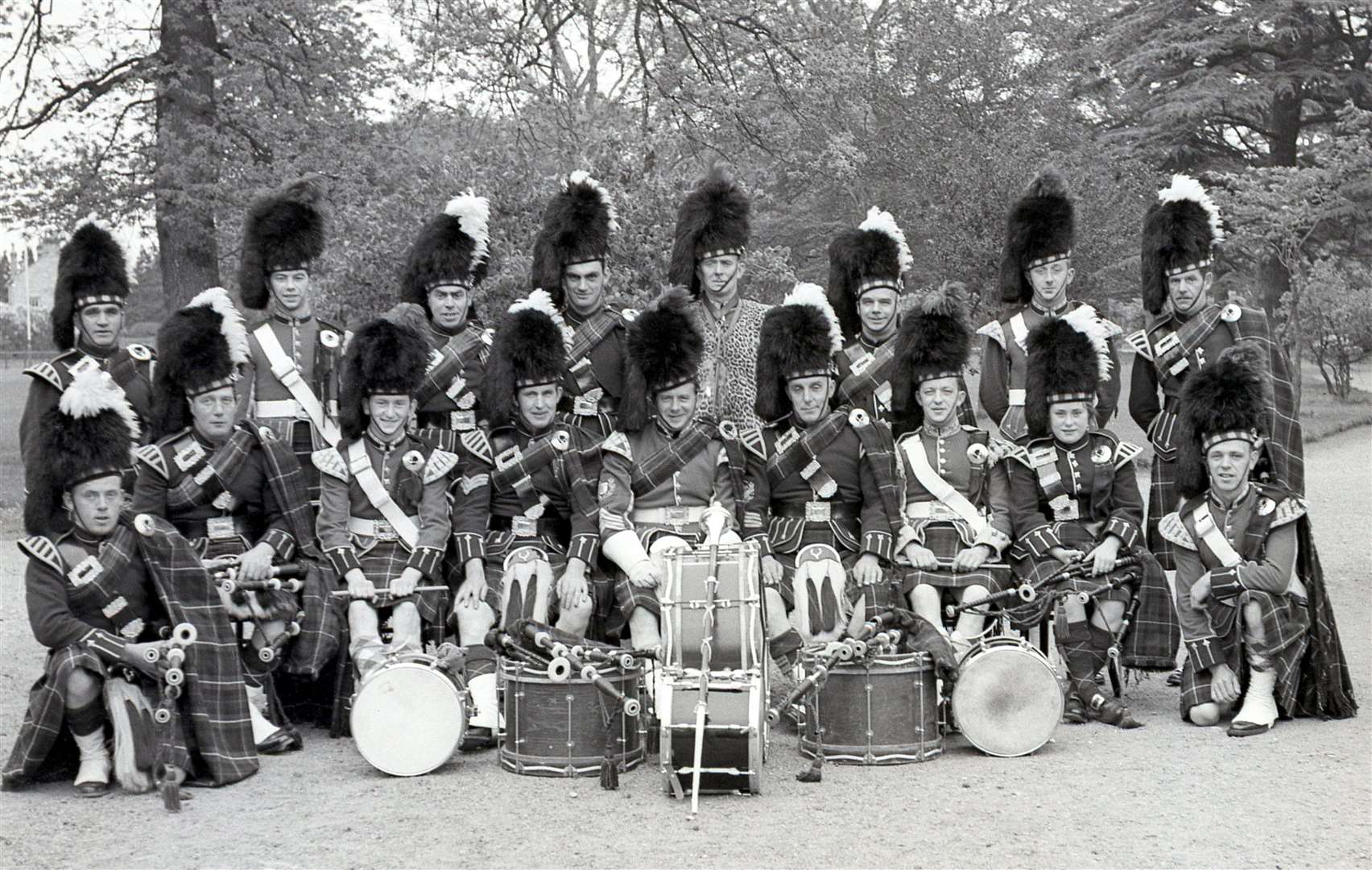 Forres Pipe Band at Grant Park, 1955.