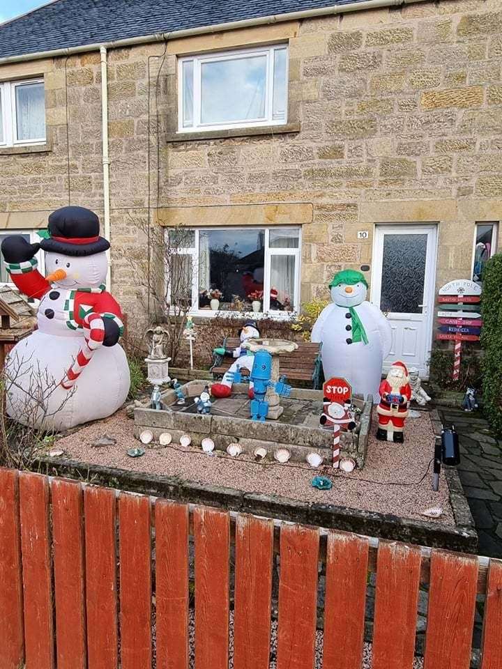 Mark's front garden's Christmas decorations.