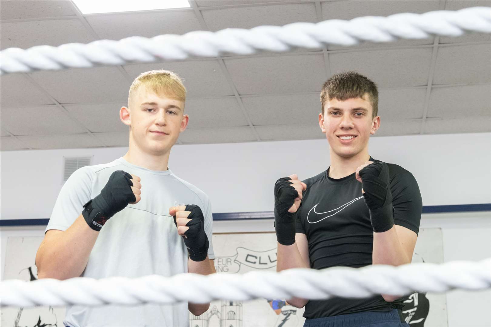 Elgin Amateur Boxing Club members Lukas Vaitekunas (left) won bronze and Marcus McEwan (right) won silver at the Tri-Nations tournament. Picture: Beth Taylor.