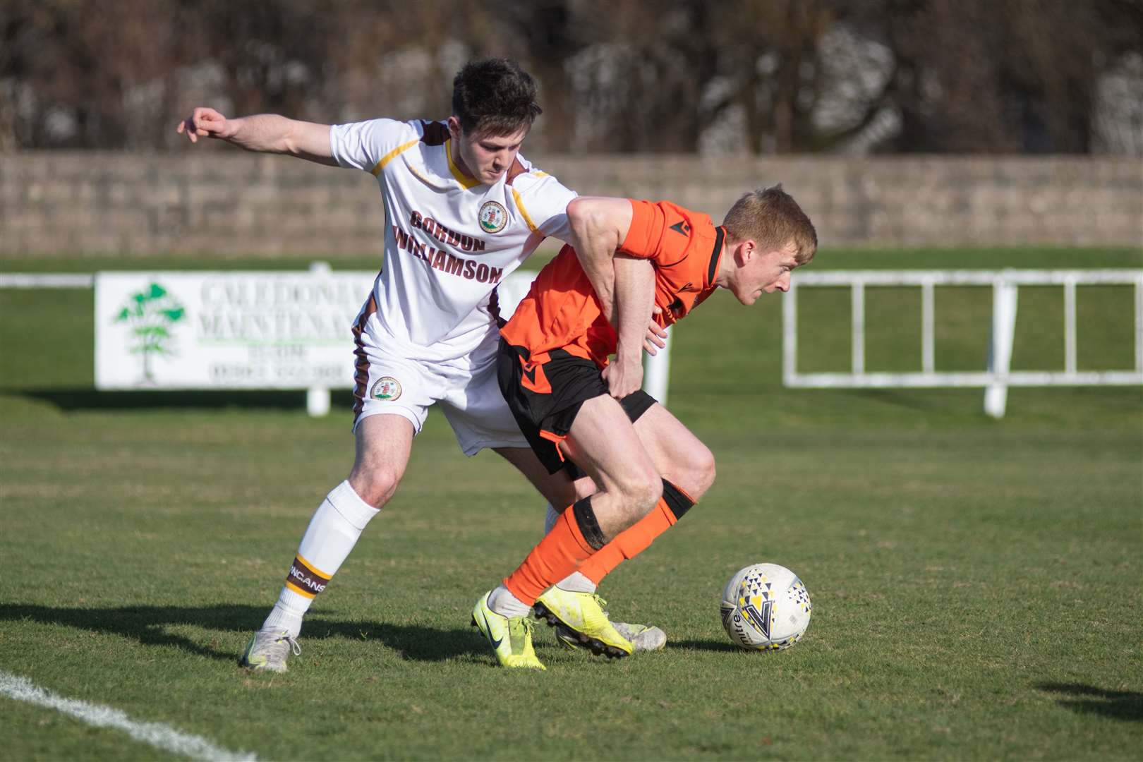 Tom Brady of Forres Mechanics in action against Rothes. Picture: Daniel Forsyth