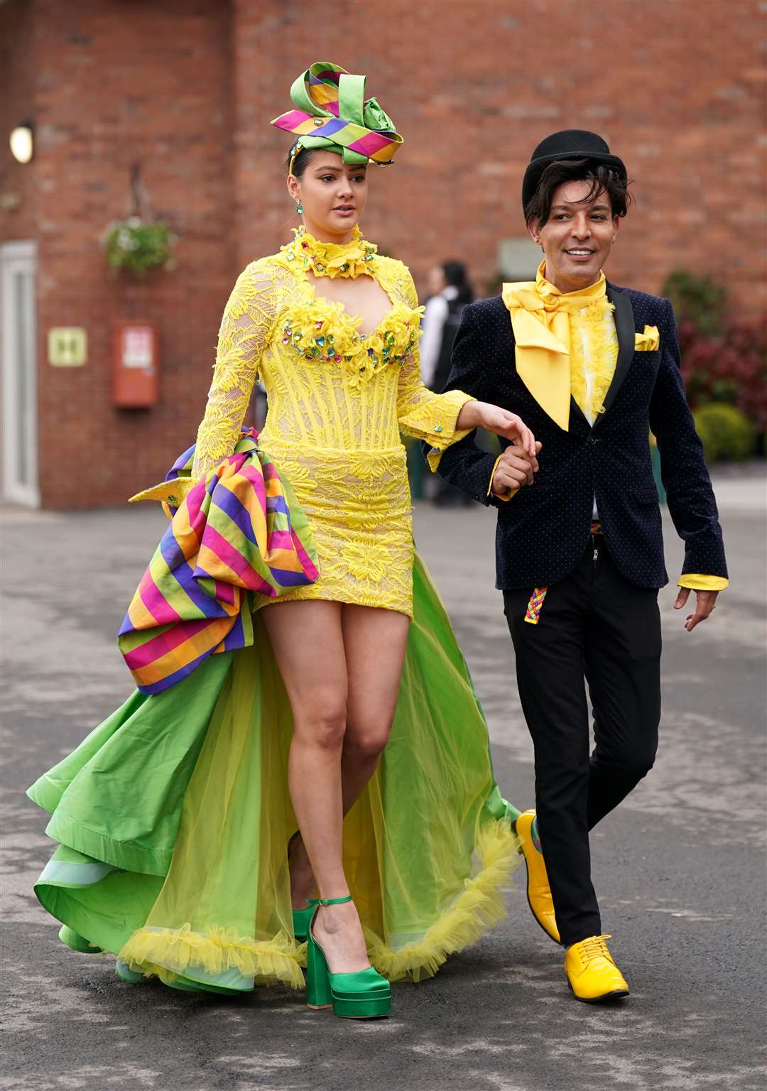 Evie Illes and Marcos Perez arrive at Aintree for Ladies Day (Tim Goode/PA)
