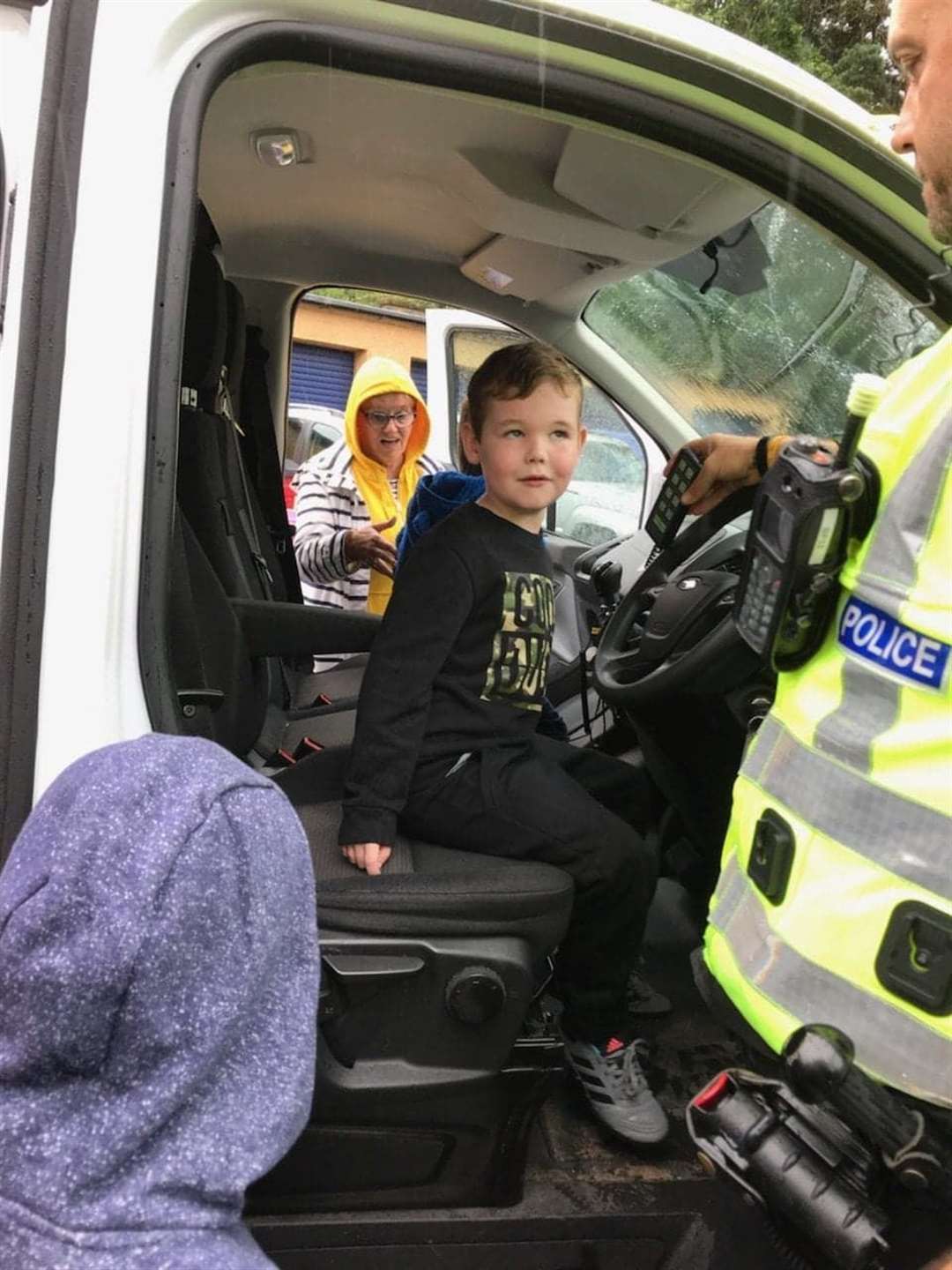 Sitting up front and setting off the siren is Aiden Dey (7)