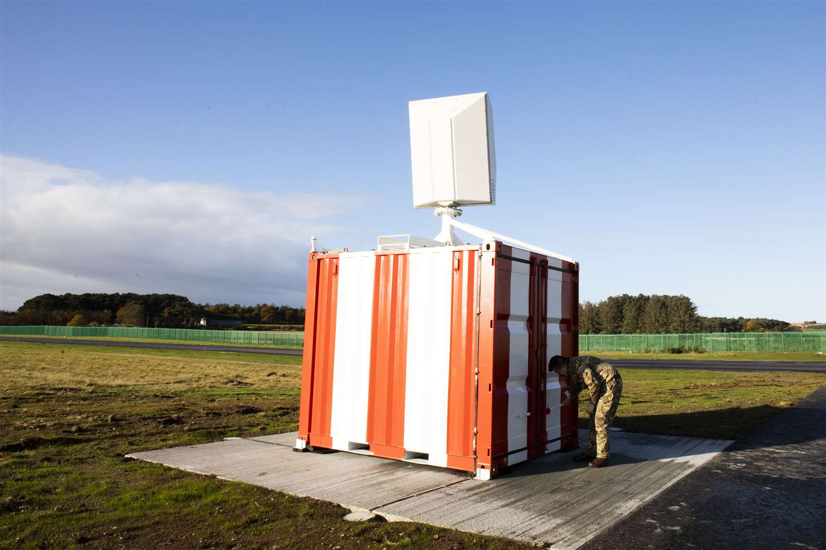 The Robin radar exterior at RAF Lossiemouth, which is trialling the bird-tracking technology.
