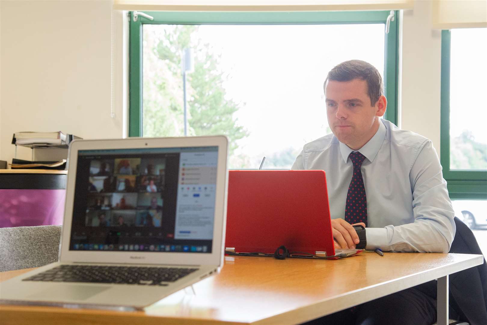 Moray MP Douglas Ross joins Laurie Piper, Chief Executive of Visit Moray Speyside, to hold a joint virtual conference with Moray tourism industry representatives discuss the ongoing and emerging issues relating to the struggling local tourism industry...Picture: Daniel Forsyth..