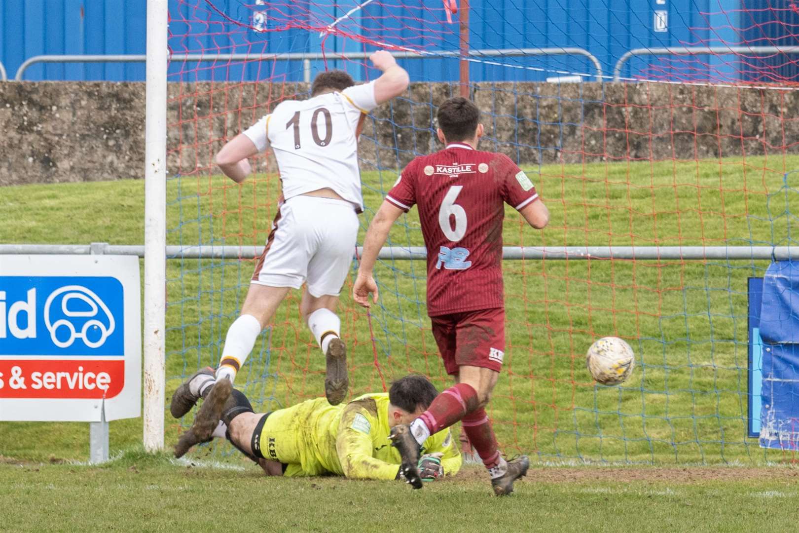 Ben Barron (10) gets the first of his two goals after coming on as Forres sub. Picture: Beth Taylor.