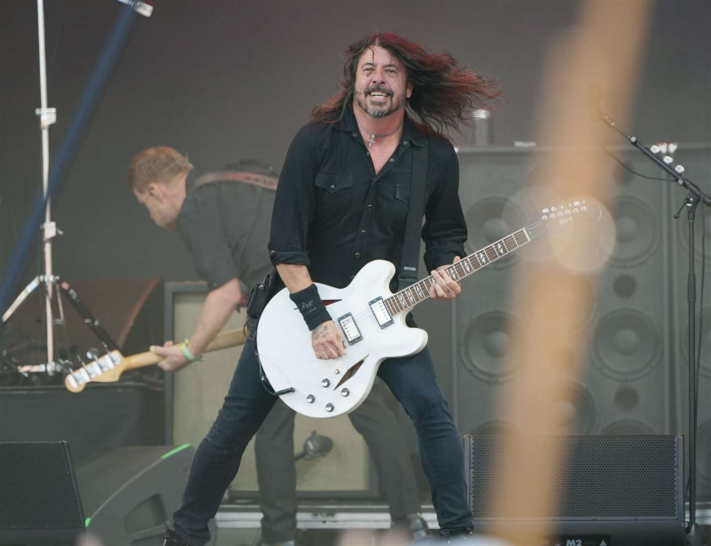 The Foo Fighters, performing under the name The ChurnUps, on the Pyramid stage at the Glastonbury Festival (Yui Mok/PA)