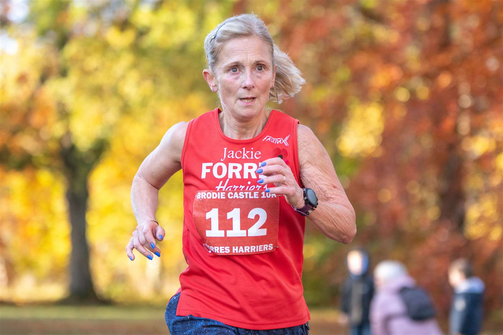 Forres Harriers' Jackie Nicol finished in a time of 45:04...Forres Harriers' organised Brodie Castle 10k Race 2023...Picture: Daniel Forsyth..