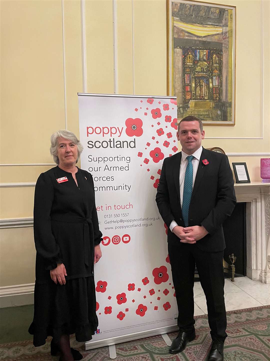Moray MP Douglas Ross with Poppy Scotland Chair Helen Owen.