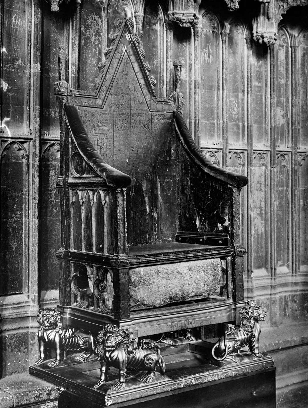 The Royal Throne in Westminster Abbey, with the Stone of Scone, also known as the Scottish Stone of Destiny (PA)