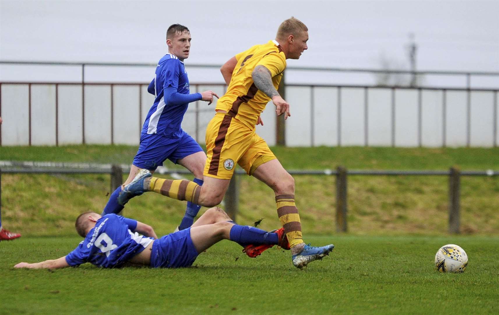 Lee Fraser in action against Lossiemouth. Picture: Eric Cormack