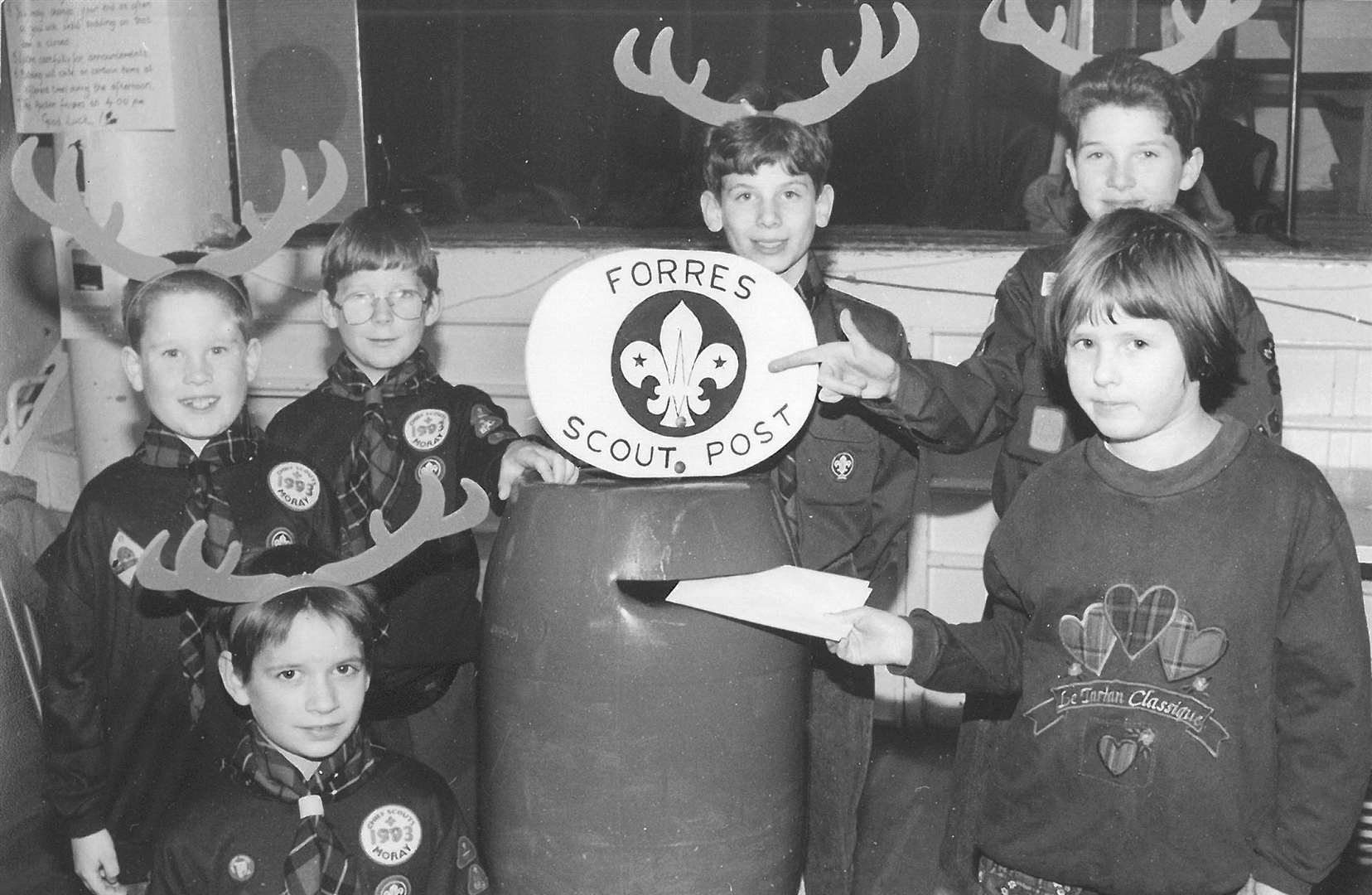 Amy steer (9) using the Forres Scouts post in 1993.