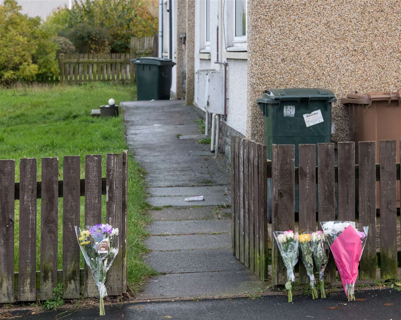 Flowers laid outside the scene of the murder. Picture: Jasperimage