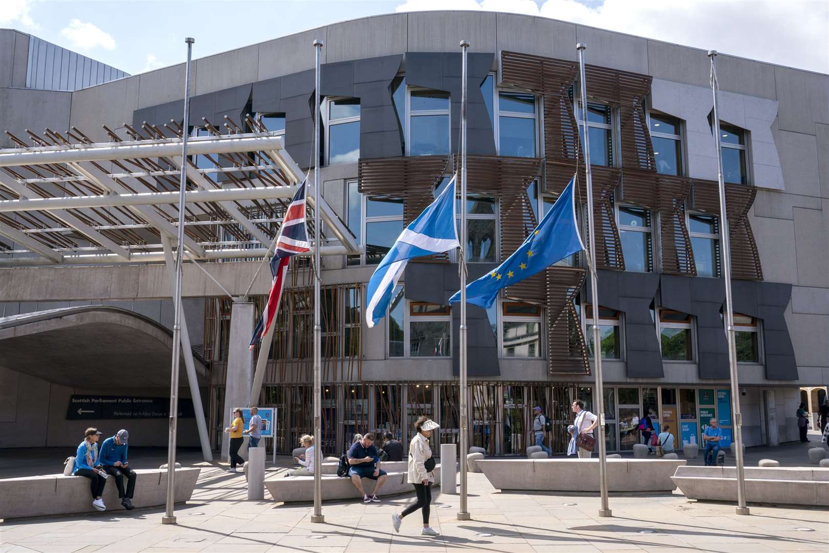 Flags outside the Scottish Parliament were lowered to half-mast last week following the death of the veteran SNP politician (Jane Barlow/PA)