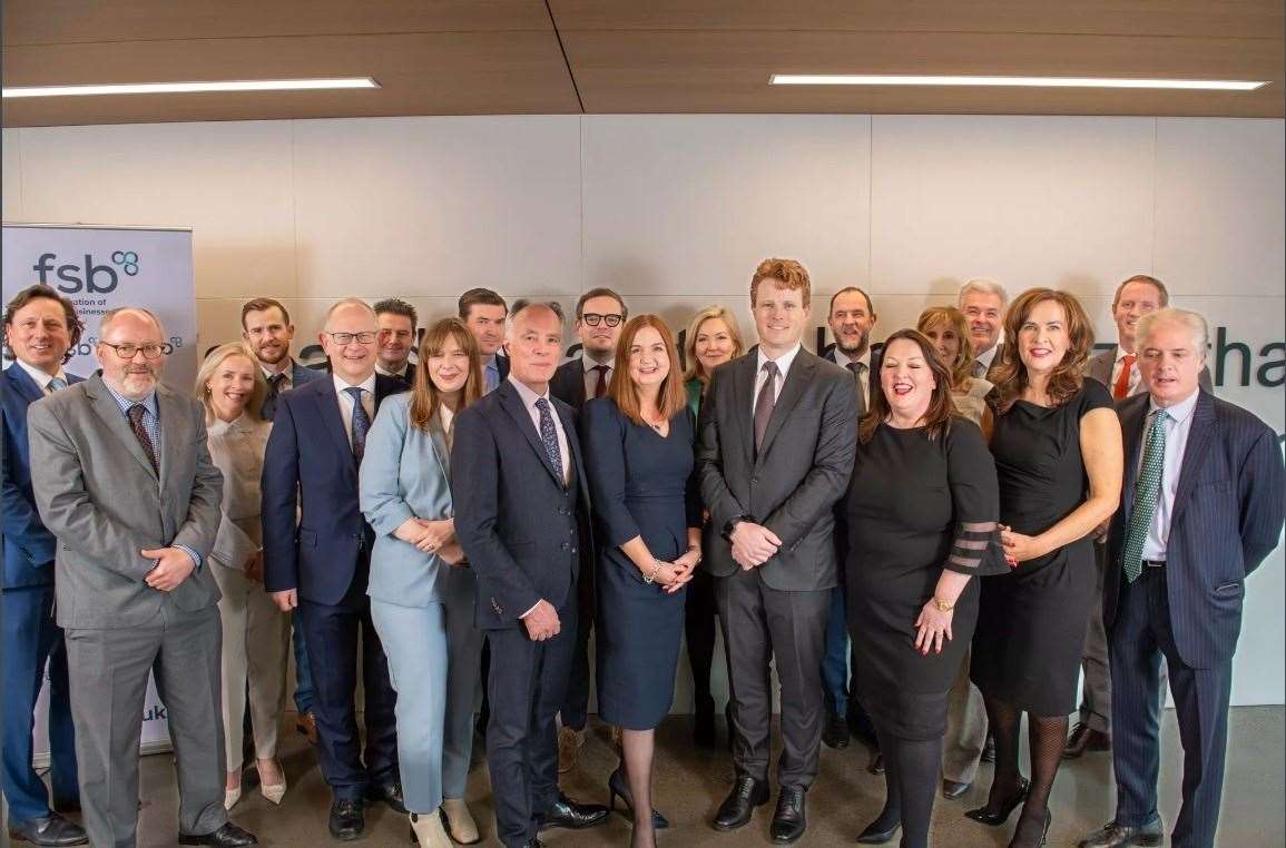 US President Joe Biden’s special envoy Joe Kennedy (fourth right) and Tina McKenzie, FSB UK policy chair (third right), at a roundtable business lunch in Washington DC (FSB/PA)