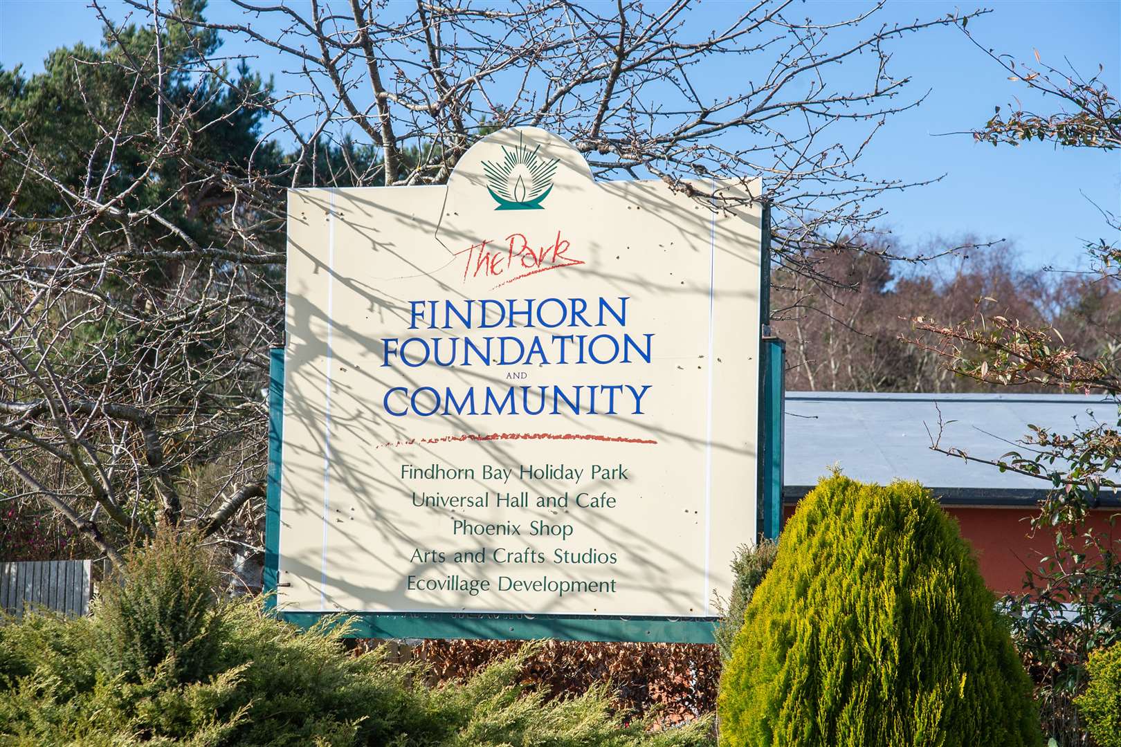 The entrance to the Findhorn Foundation and Community Park. .. Picture: Daniel Forsyth..