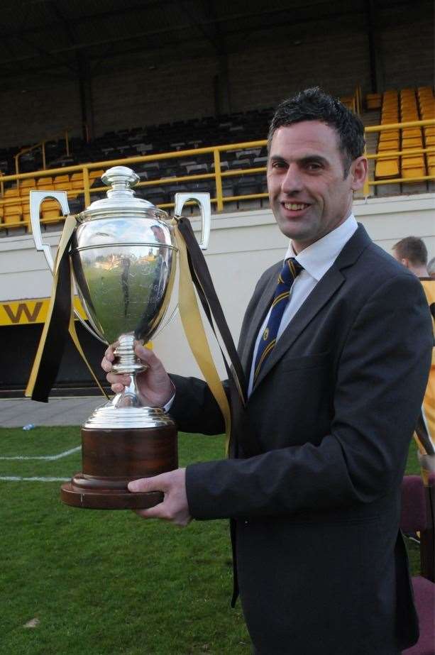 Charlie Rowley with the Highland League trophy in 2012.