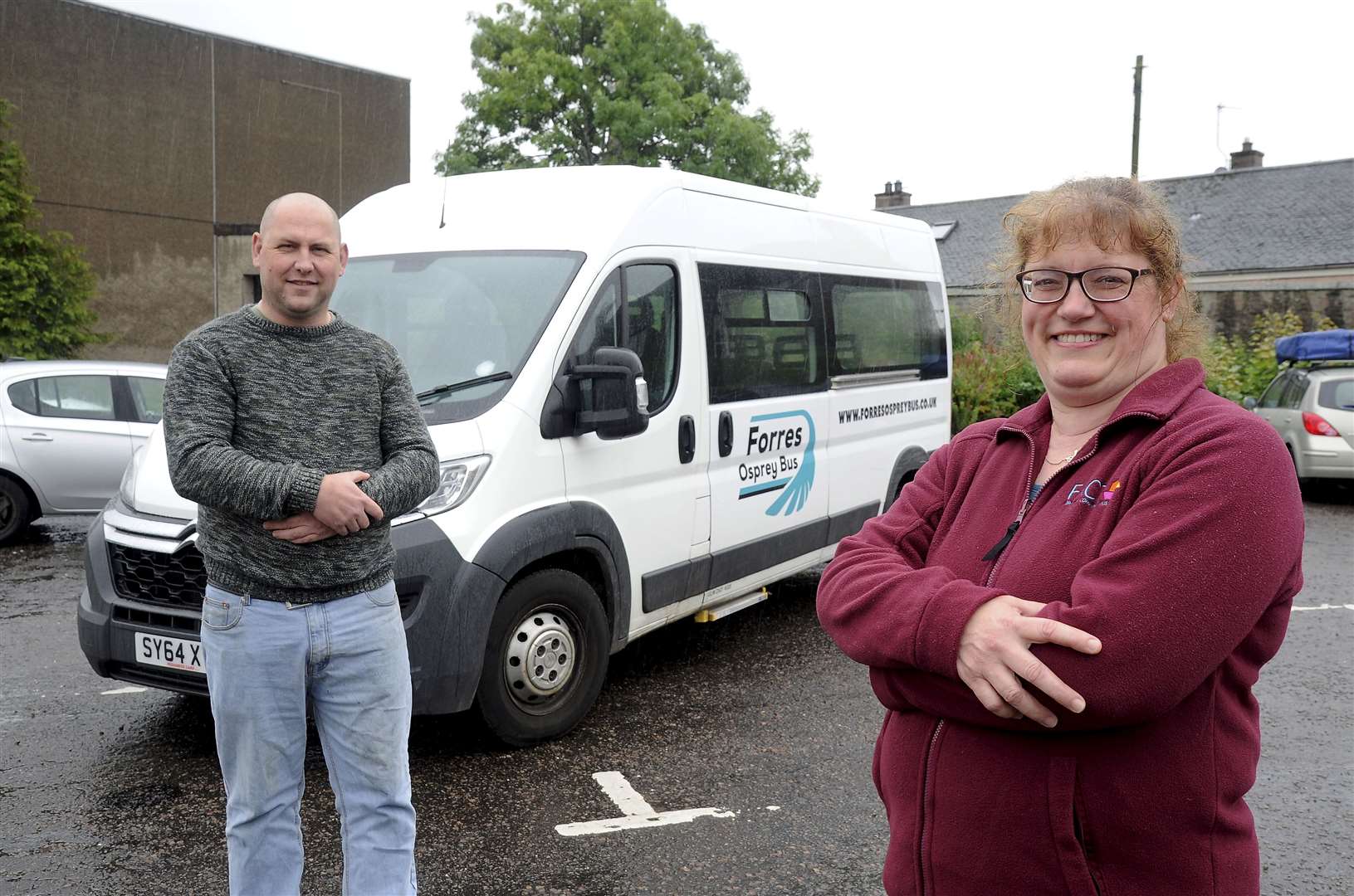 Trust chairman Shaun Moat and Forres Area Community Trust development officer Debbie Herron. FACT administrate the bus service bookings from Forres Town Hall.