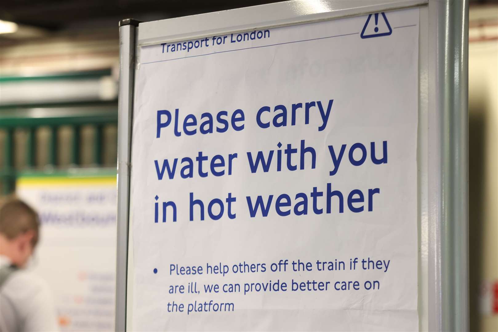 A sign is displayed in South Kensington tube station, central London (James Manning/PA)