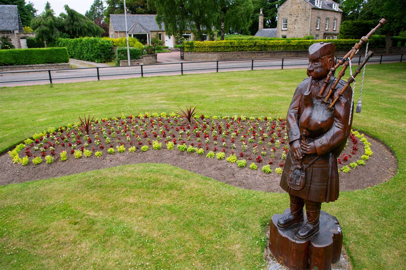 Forres In Bloom installed the piper for 2013’s Piping At Forres.
