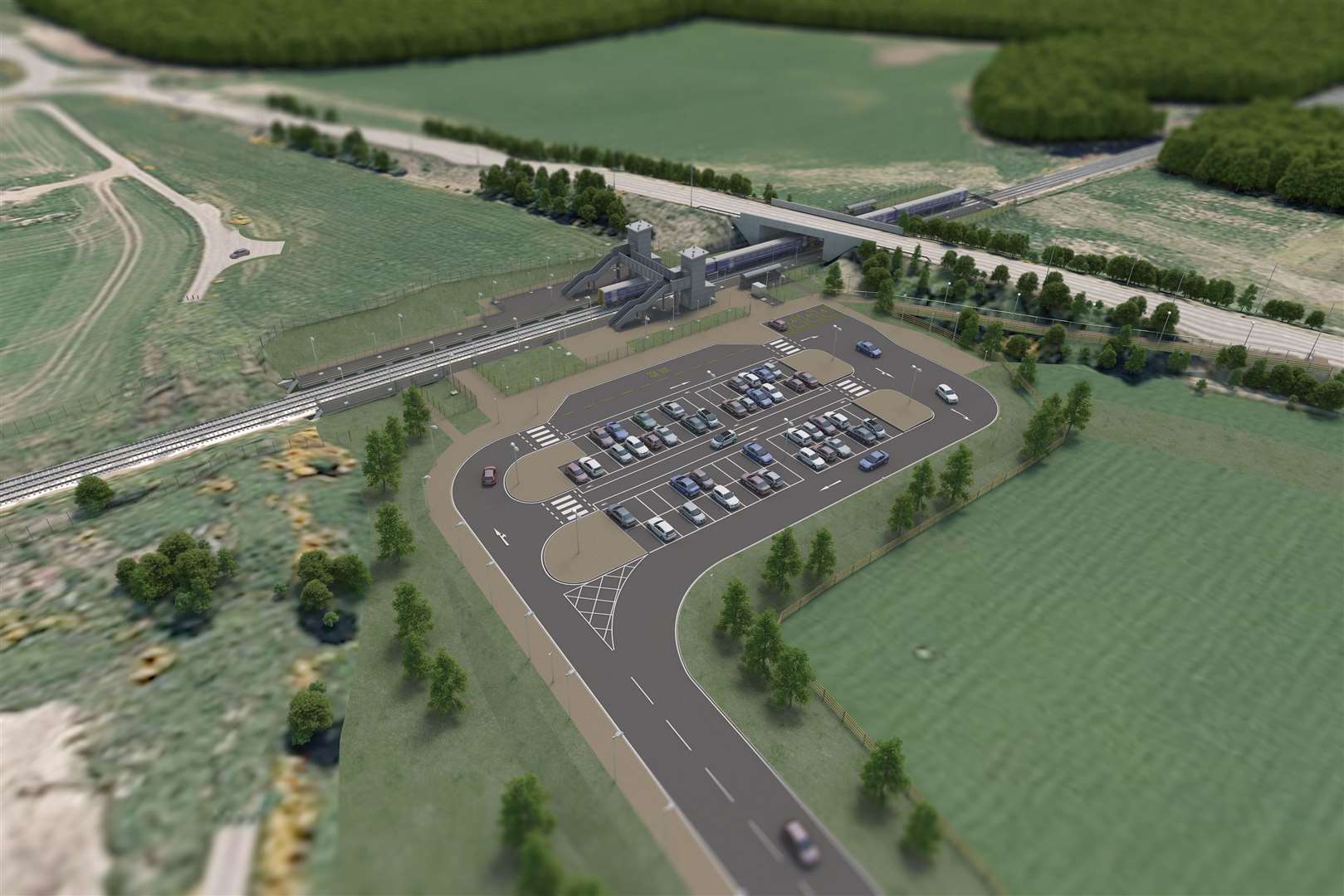 An artist's impression of Inverness Airport Station.