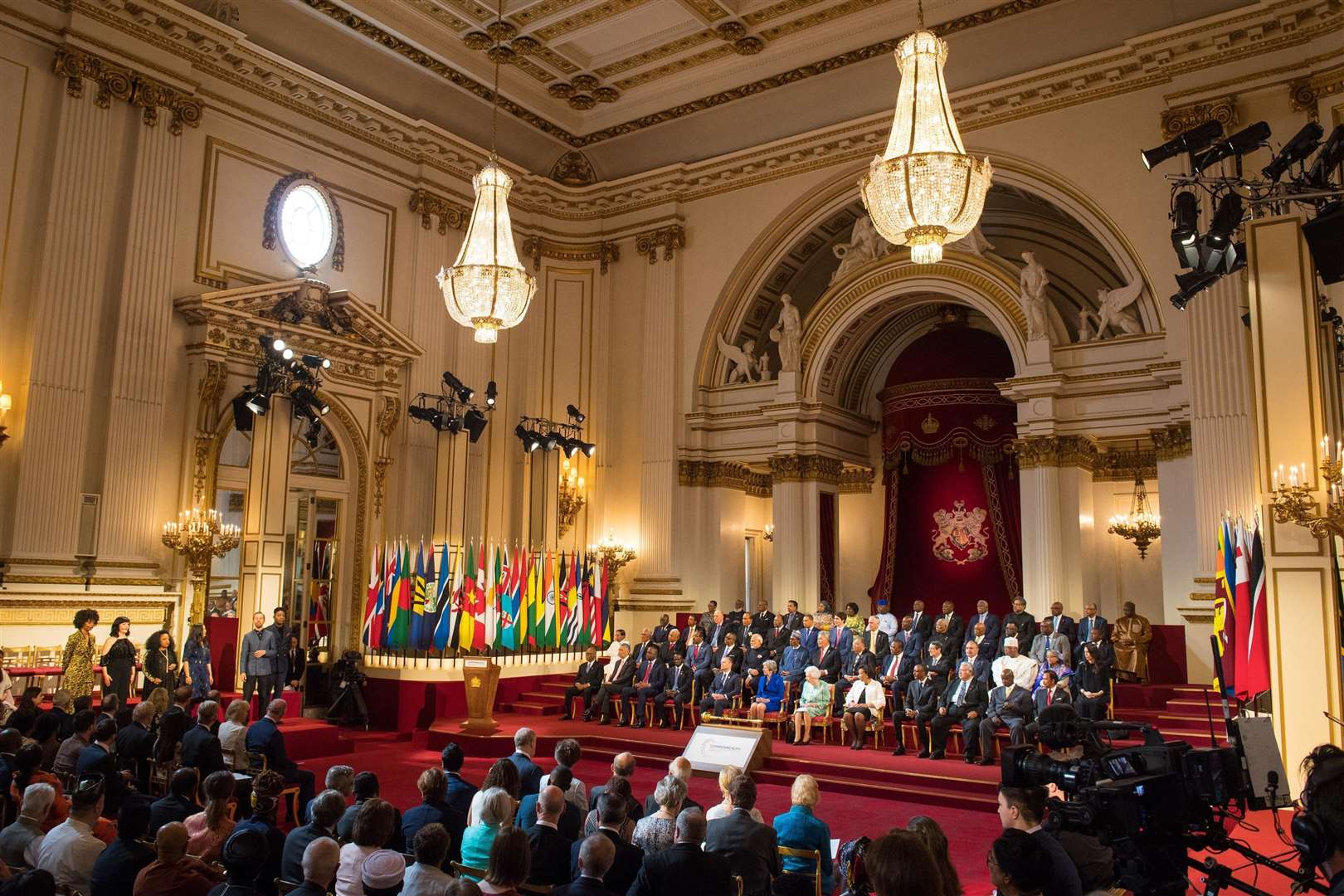 The Commonwealth Heads of Government Meeting in the ballroom at Buckingham Palace in 2018 (Dominic Lipinski/PA)