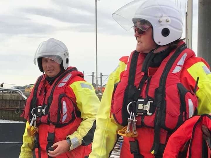MIRO crew members Claire Weller and Billy Gregory in Nairn Harbour after they had handed casualties from the incident on Friday July 26 over to the Nairn Coastguard team and Scottish Ambulance service.
