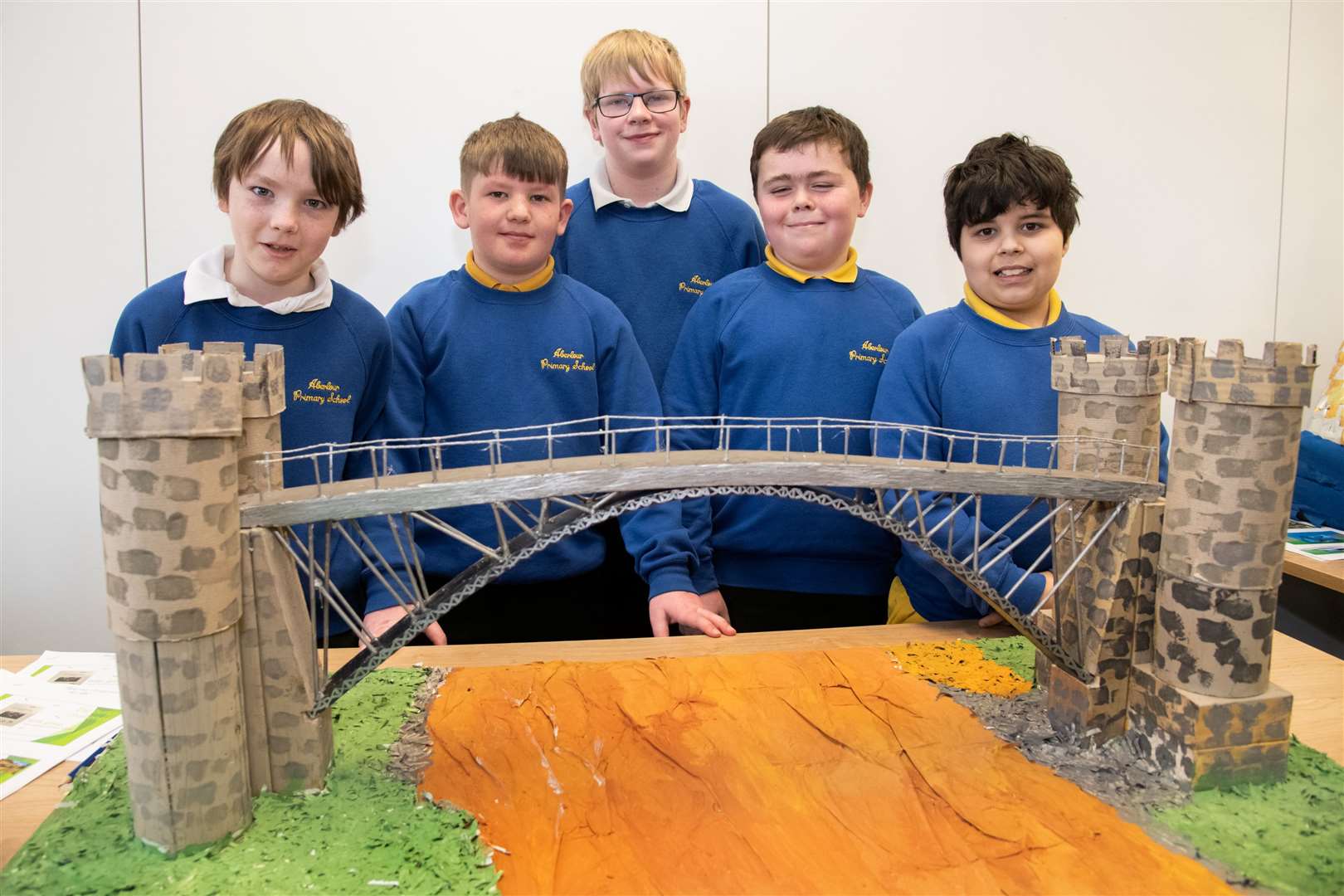 Aberlour Primary school with their model of the Craigellachie Bridge.DYW Moray Primary School's Big Build Showcase, held at UHI Moray.Picture: Daniel Forsyth.
