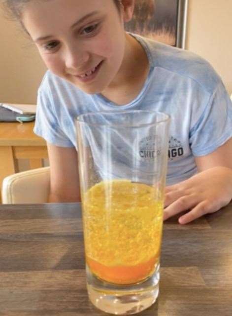 Isla Franklin demonstrated how to make alava lamp during scientist challenge week.