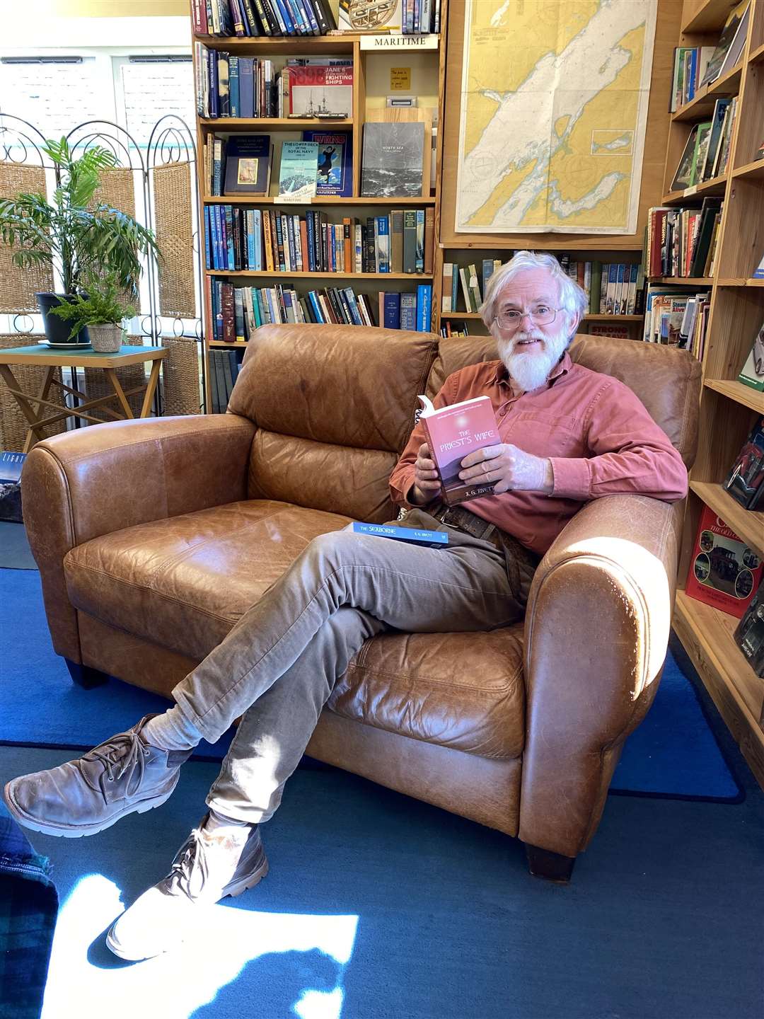 A G Rivett at Logie Steading Bookshop, where he gave a reading back in April.