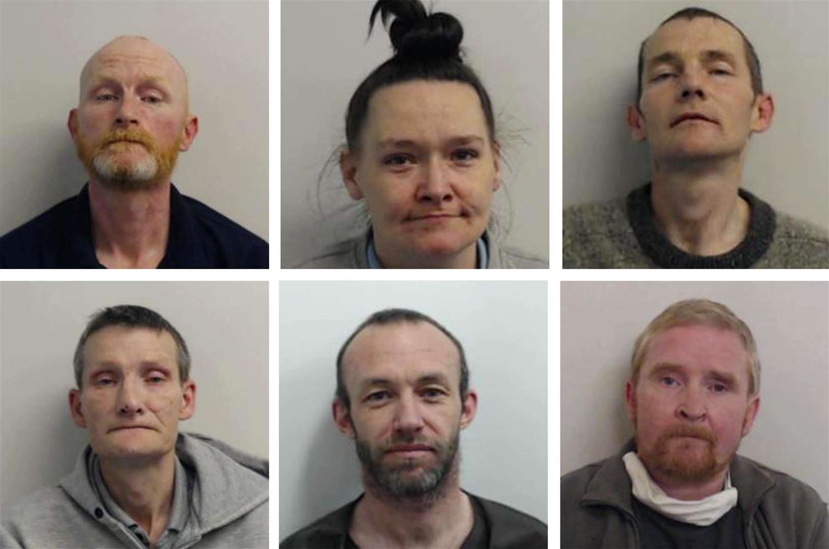 Child abuse ring members, top row left to right, Barry Watson, Elaine Lannery and Iain Owens, and bottom row, left to right, John Clark, Paul Brannan and Scott Forbes are to be sentenced (Police Scotland/PA)