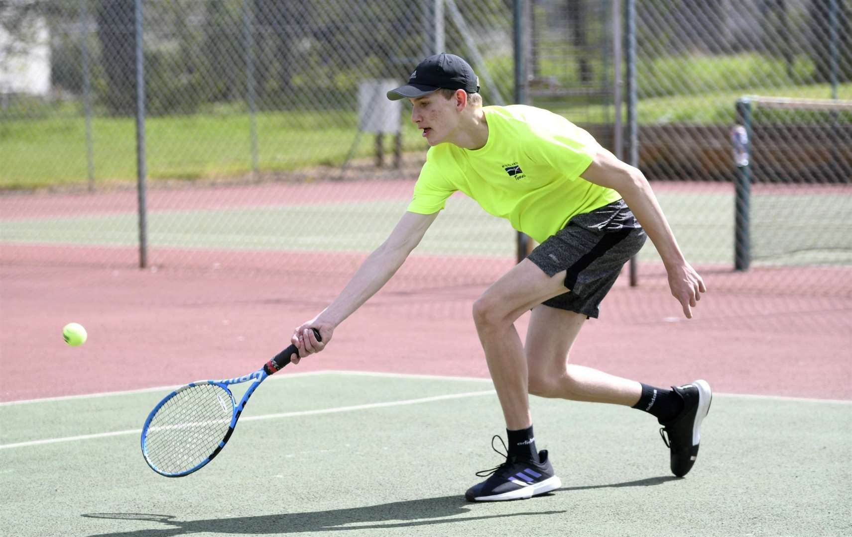 Fraser Scott in action at Rothes Tennis Club. Picture: Becky Saunderson..