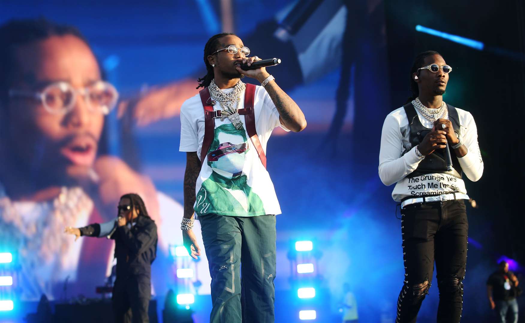 Takeoff, Quavo, and Offset perform at Wireless Festival held at Finsbury Park, London (Isabel Infantes/PA)