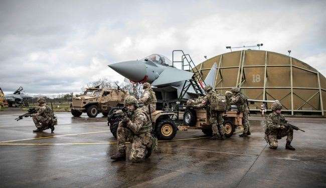 No II (AC) Typhoon Squadron guarded by RAF Regiment Gunners on CAPEVAL at RAF Leeming in March last year.
