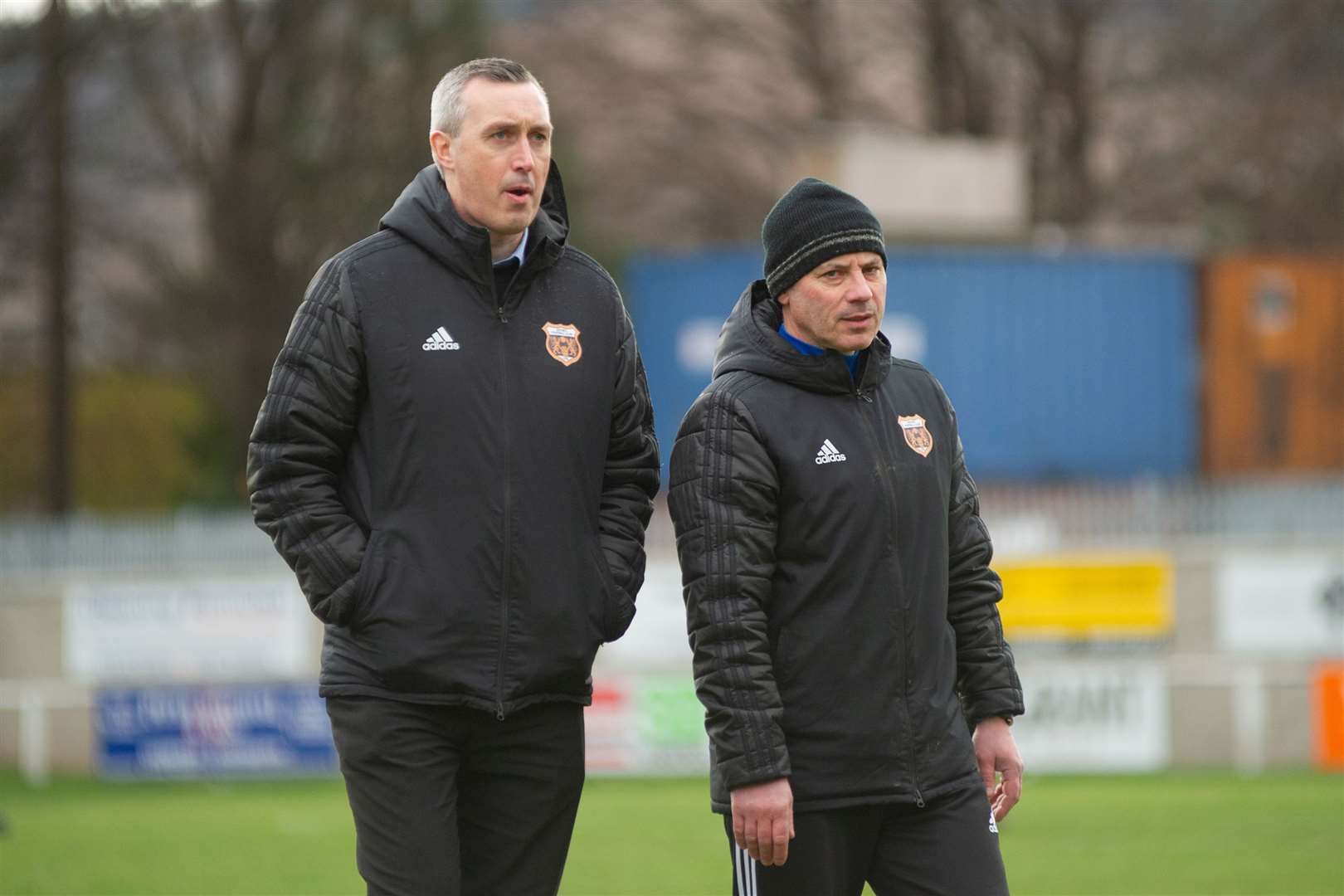 Gordon Connelly (right) and Steven MacDonald (left) during their spell with Rothes. Picture: Daniel Forsyth