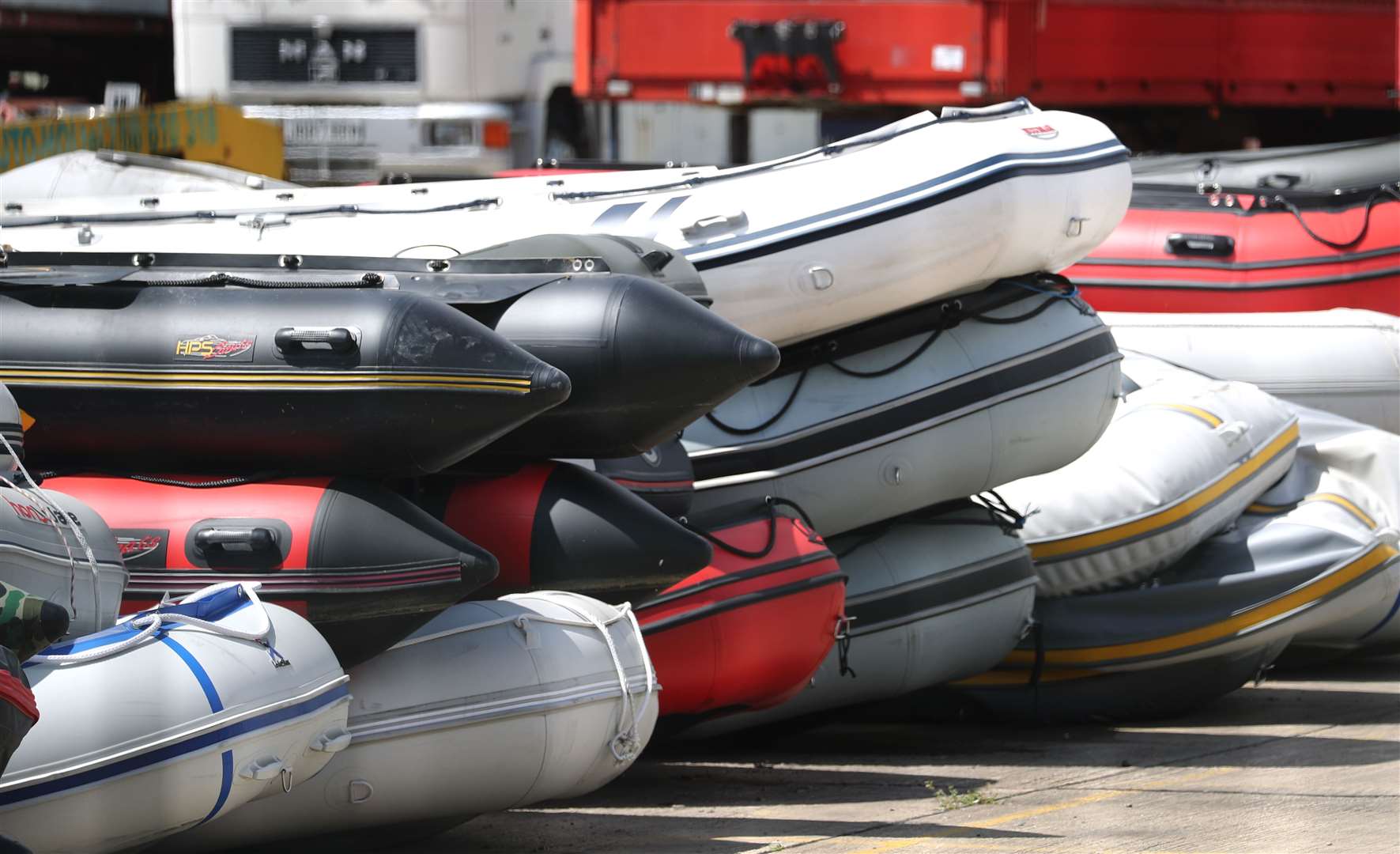 Boats that were seized after being intercepted in the Channel (Gareth Fuller/PA)
