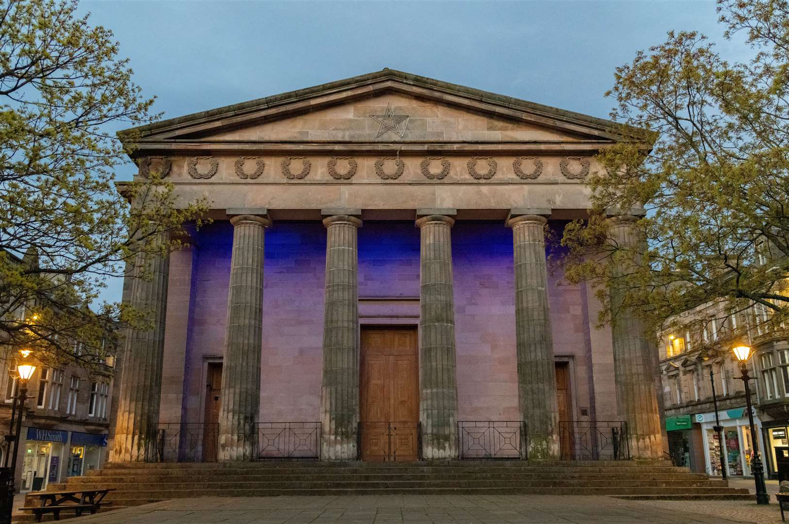 St Giles Church of Scotland in Elgin was lit blue to mark World Parkinson's Day on Thursday, April 11…Picture: Beth Taylor