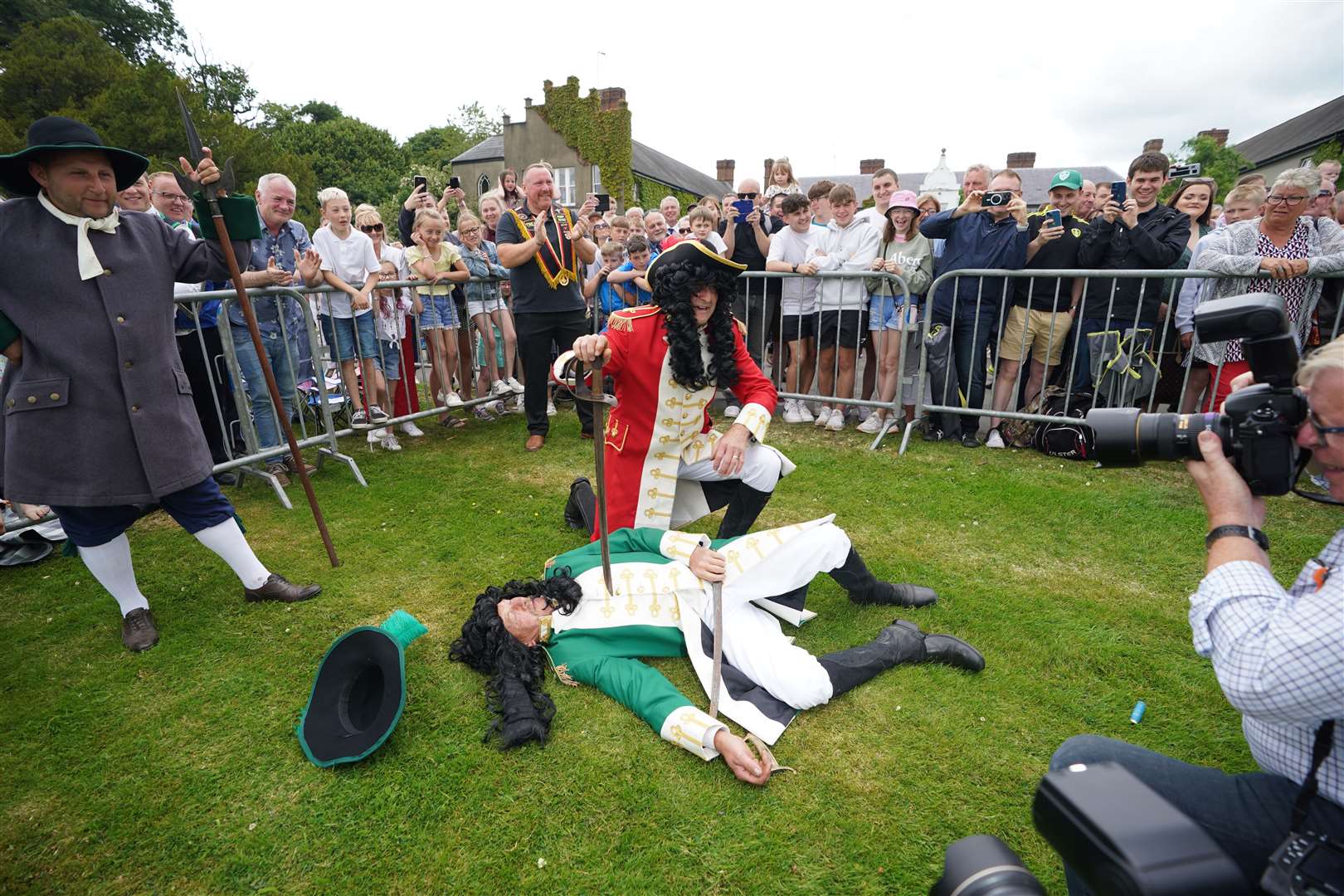 The ‘Sham Fight’ involves a mock fight between actors re-enacting the Battle of the Boyne at Scarva, Co Down (Niall Carson/PA)