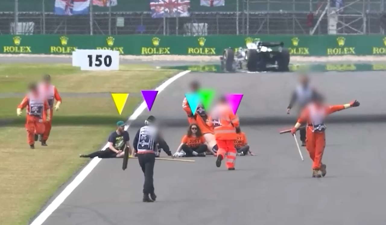 Five protesters went on to Silverstone’s Wellington Straight (Northamptonshire Police/PA)