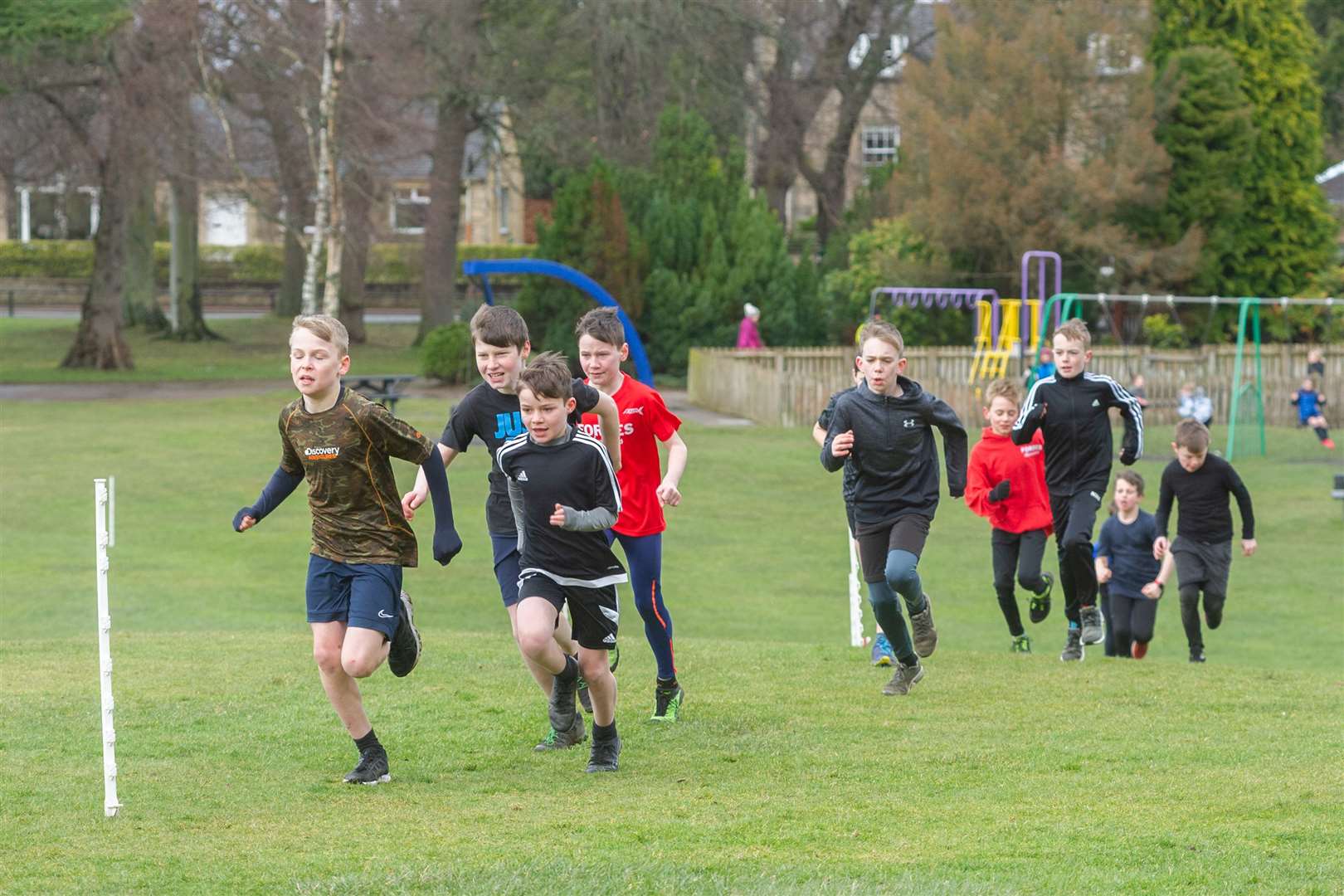 Start of the P6-7 Boys race. ..Forres Harriers' organised Forres Primary Schools Cross Country, held at Grant Park, Forres...Picture: Daniel Forsyth..