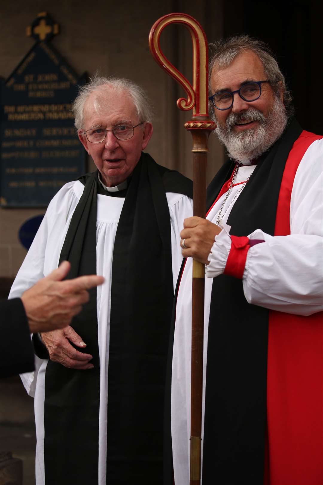 Canon Robin Forrest (left) with Bishop Mark Strange.
