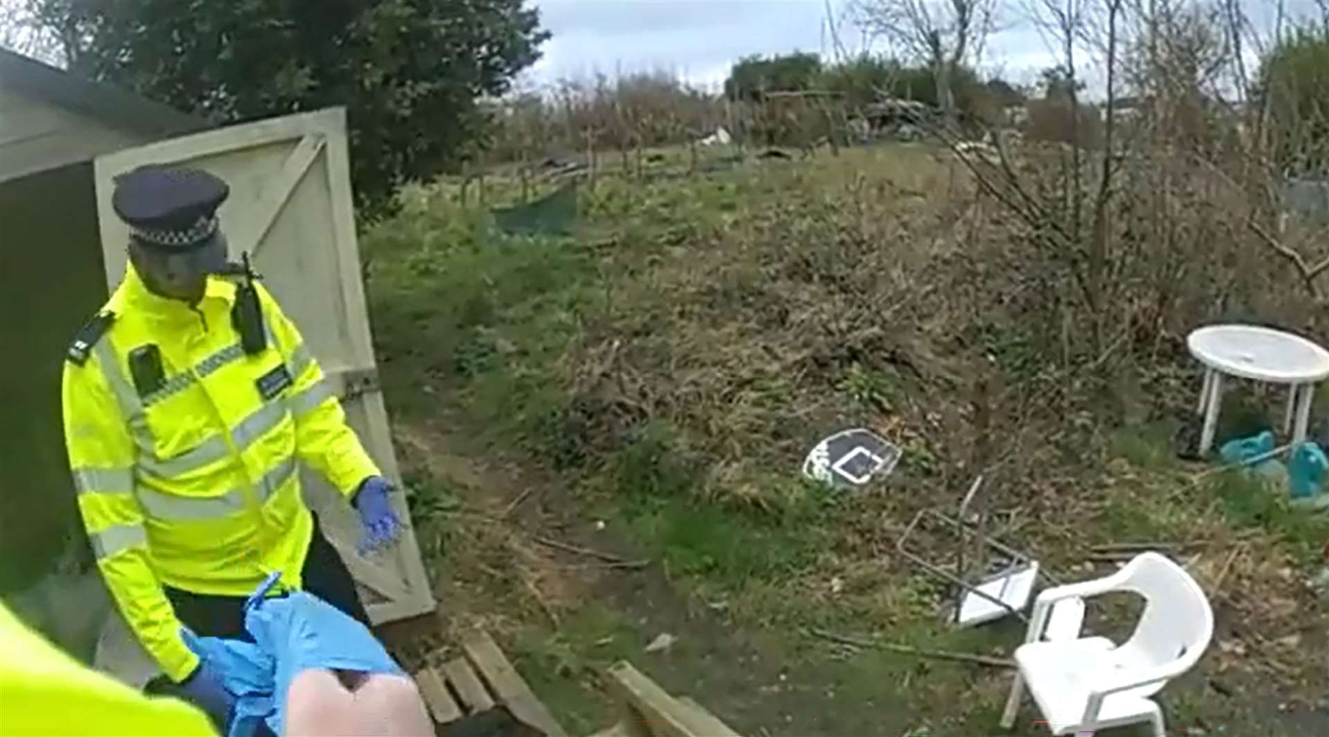 Body-worn camera image of the moment the body of baby Victoria was found (Met Police/PA)